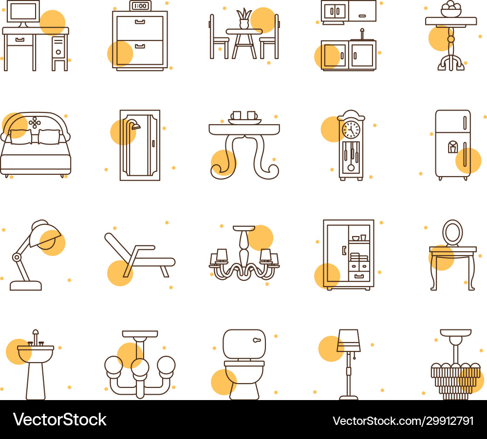 Isolated home block and line style icon set Isolated home block and line style icon set vector image