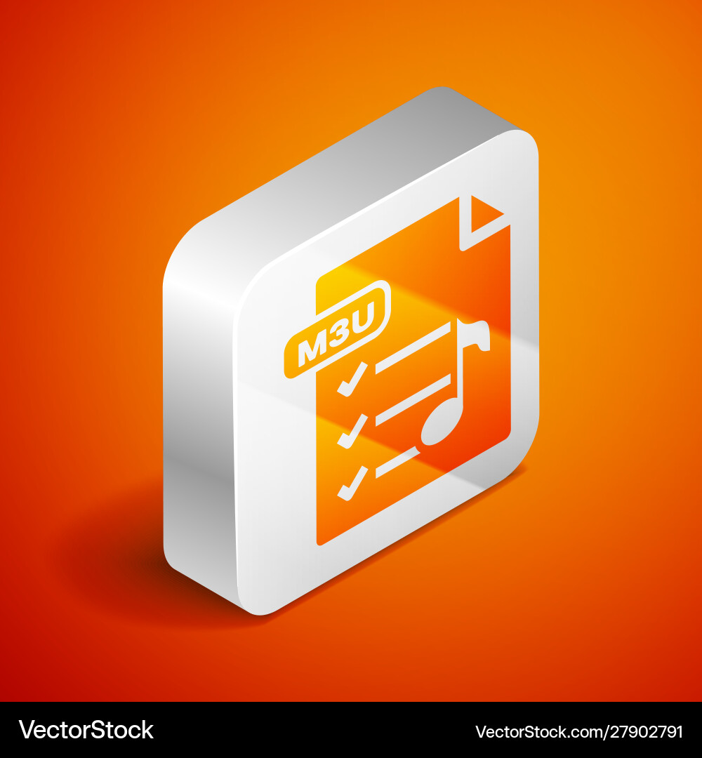 Isometric m3u file document download button Isometric m3u file document download button vector image