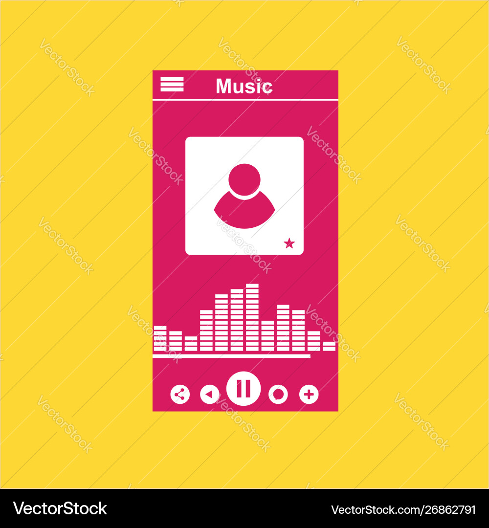 Media player application app template with flat Media player application app template with flat vector image