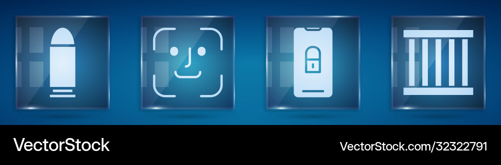 Set bullet face recognition mobile with closed Vector Image