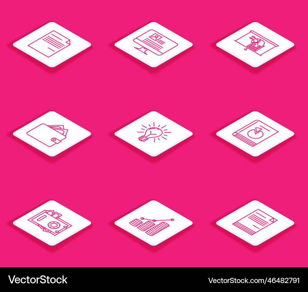Set line document computer monitor with resume Set line document computer monitor with resume vector image
