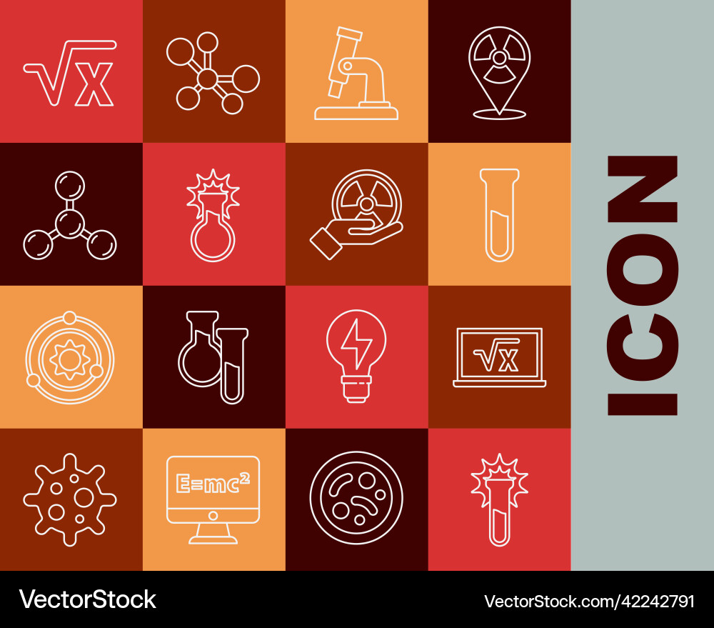 Set line test tube and flask square root of x Vector Image