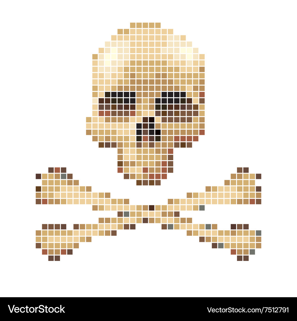 Skull and crossbones collected from pixels vector image