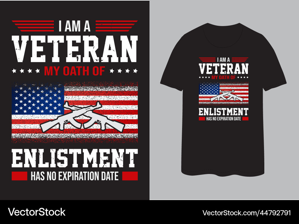 US Veteran T-Shirt - Proud Military Tee vector image