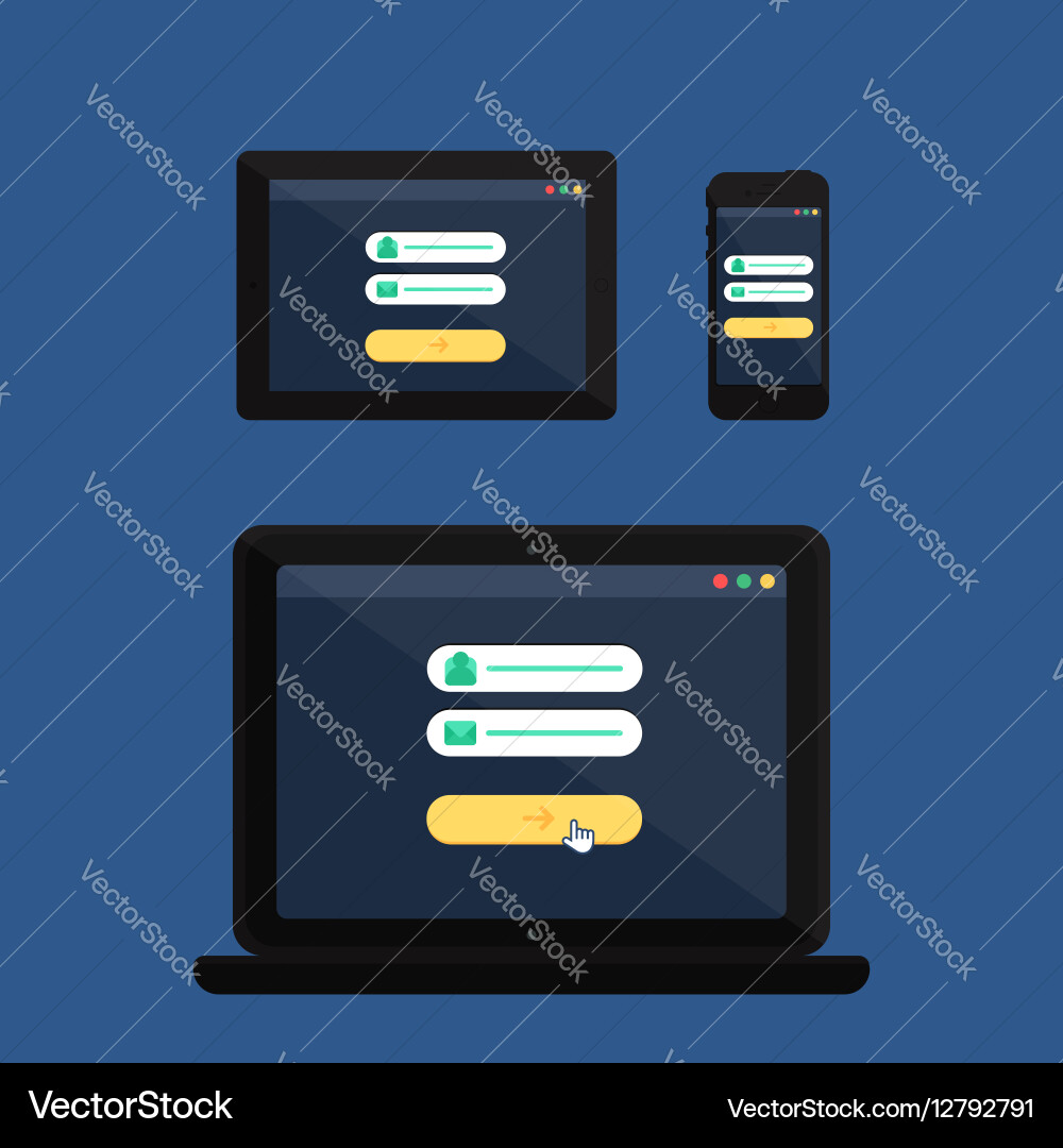 Web template of adaptive online login form vector image