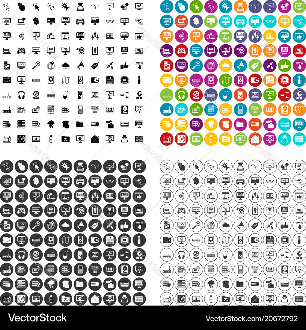 100 computer icons set variant 100 computer icons set variant vector image