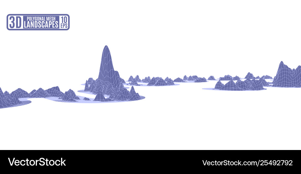 Background with computer polygonal mountains Vector Image