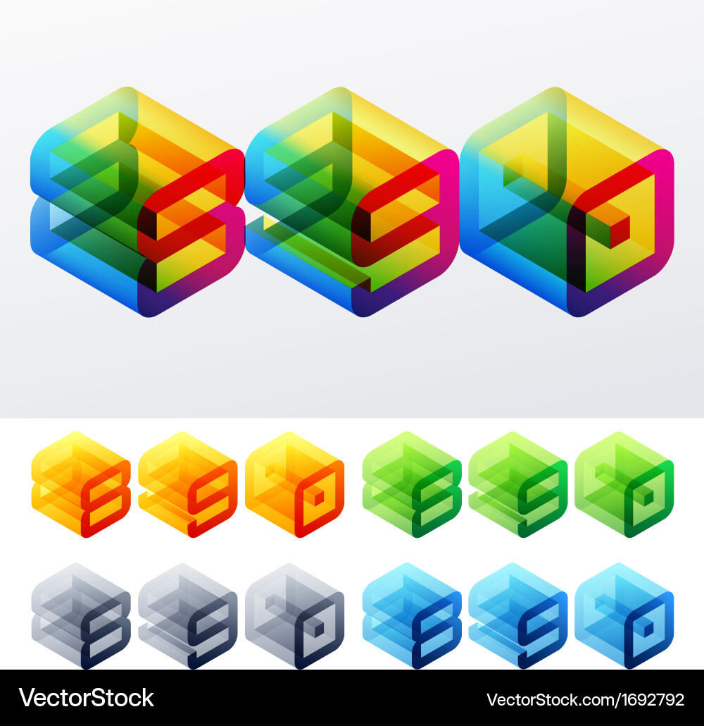 Colored text in isometric view vector image