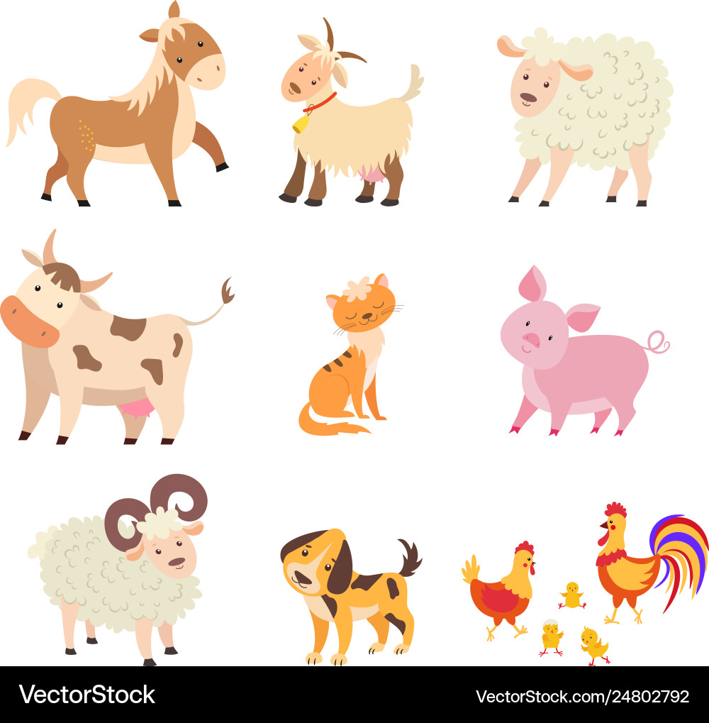 Different home farm animals set Different home farm animals set vector image