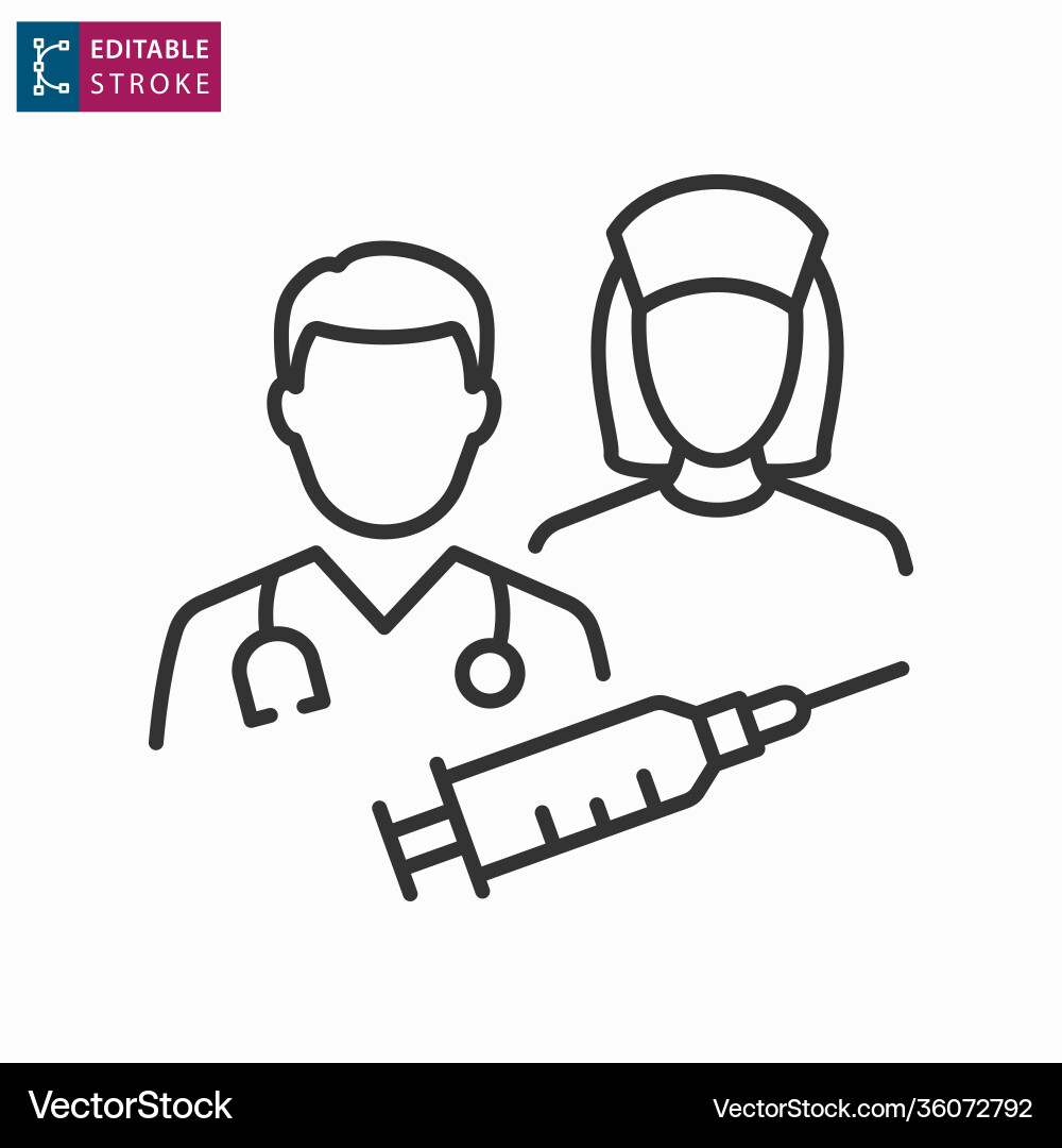 Doctor and nurse line icon on white background Doctor and nurse line icon on white background vector image