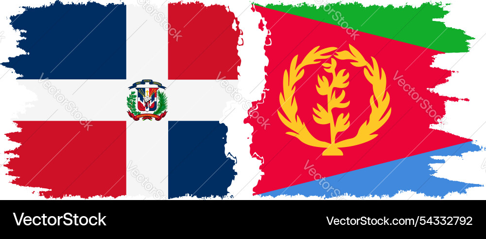 Eritrea and dominican republic grunge flags Eritrea and dominican republic grunge flags vector image