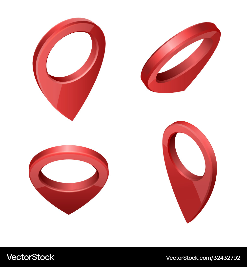 Glossy red realistic modern map pointers Vector Image