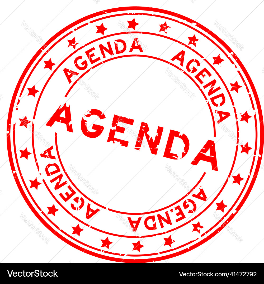 Grunge red agenda word round rubber seal stamp Vector Image