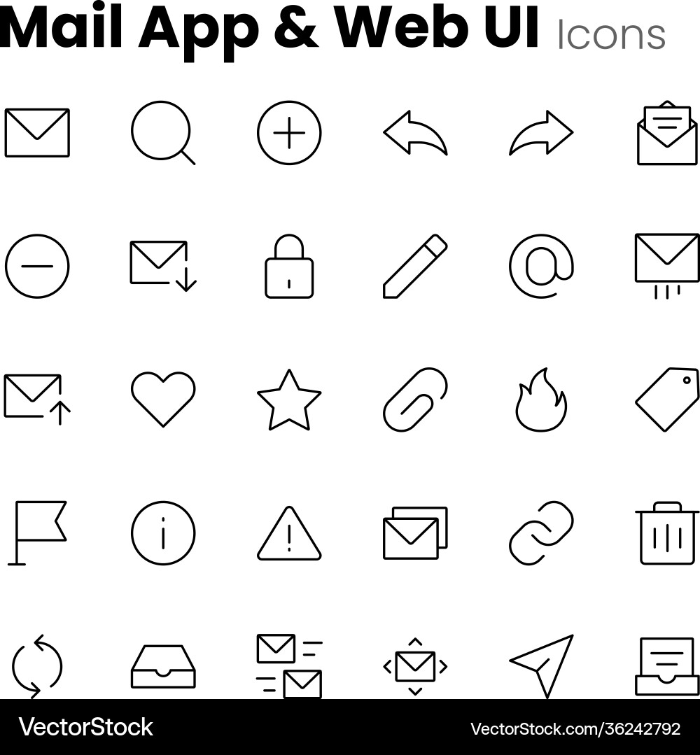 Mail app and web ui icons vector image