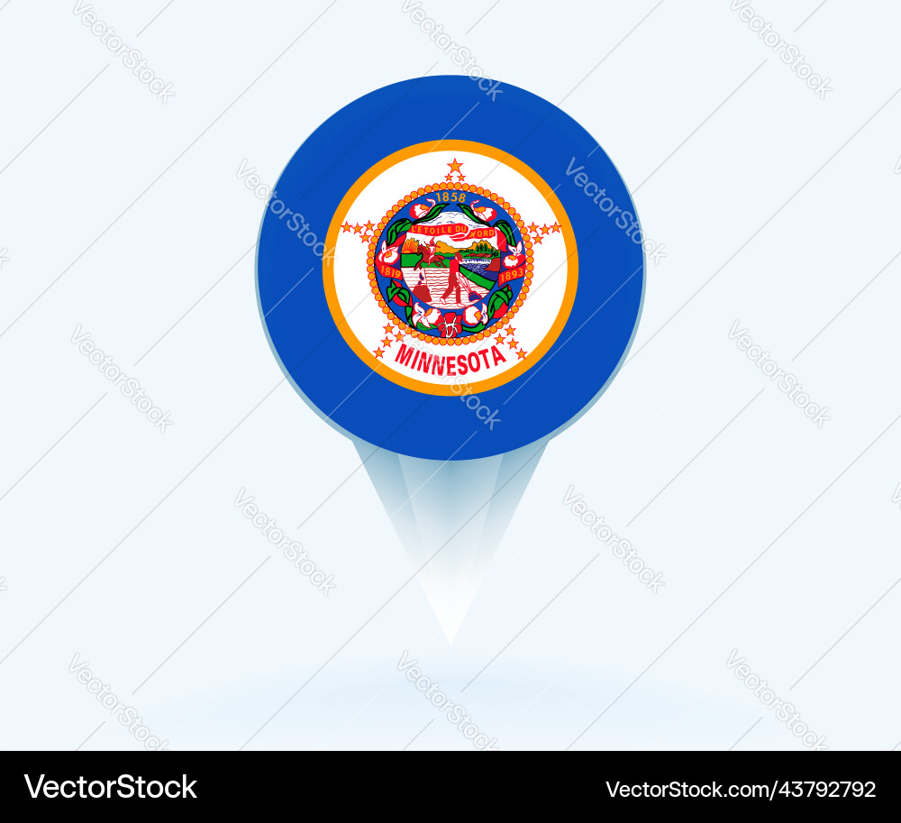 Map pointer with flag of minnesota vector image