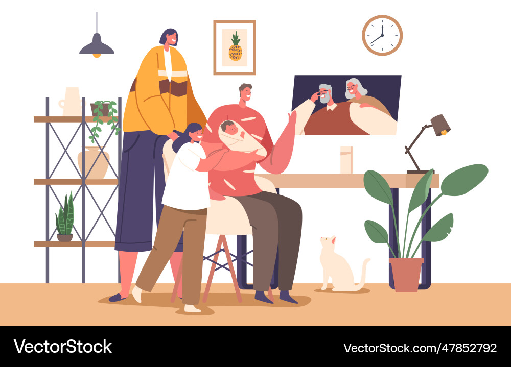 New parents connect with grandparents character New parents connect with grandparents character vector image
