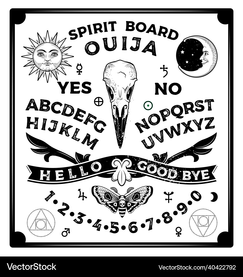 ouija-board-with-crow-skull-occultism-set-vector-image