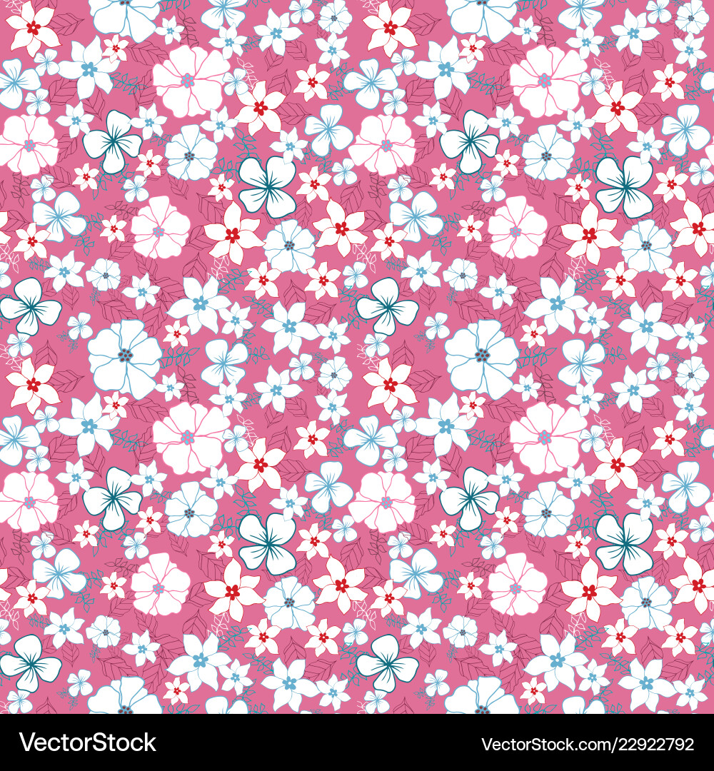 Red and blue flower mix seamless pattern Red and blue flower mix seamless pattern vector image