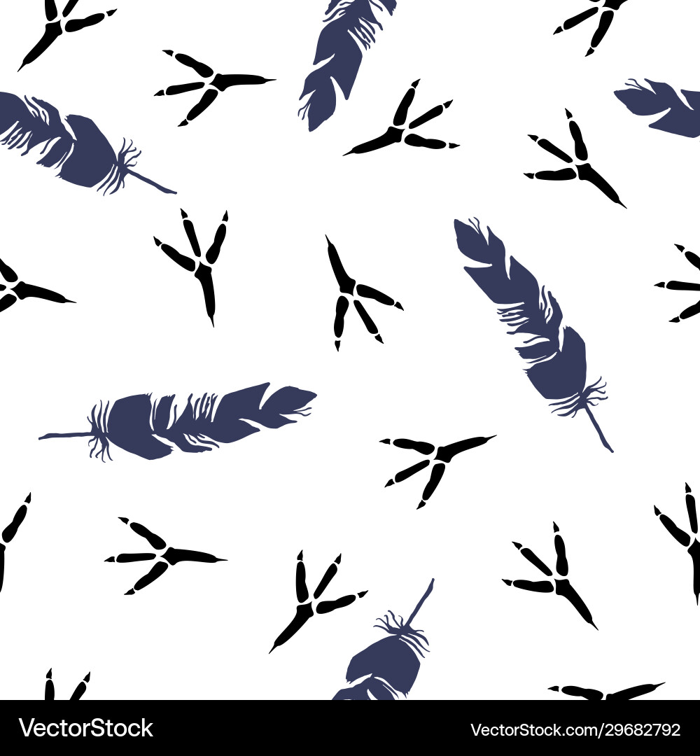 Seamless pattern with footprint a bird vector image