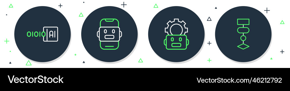 Set line chat bot robot setting binary code Vector Image