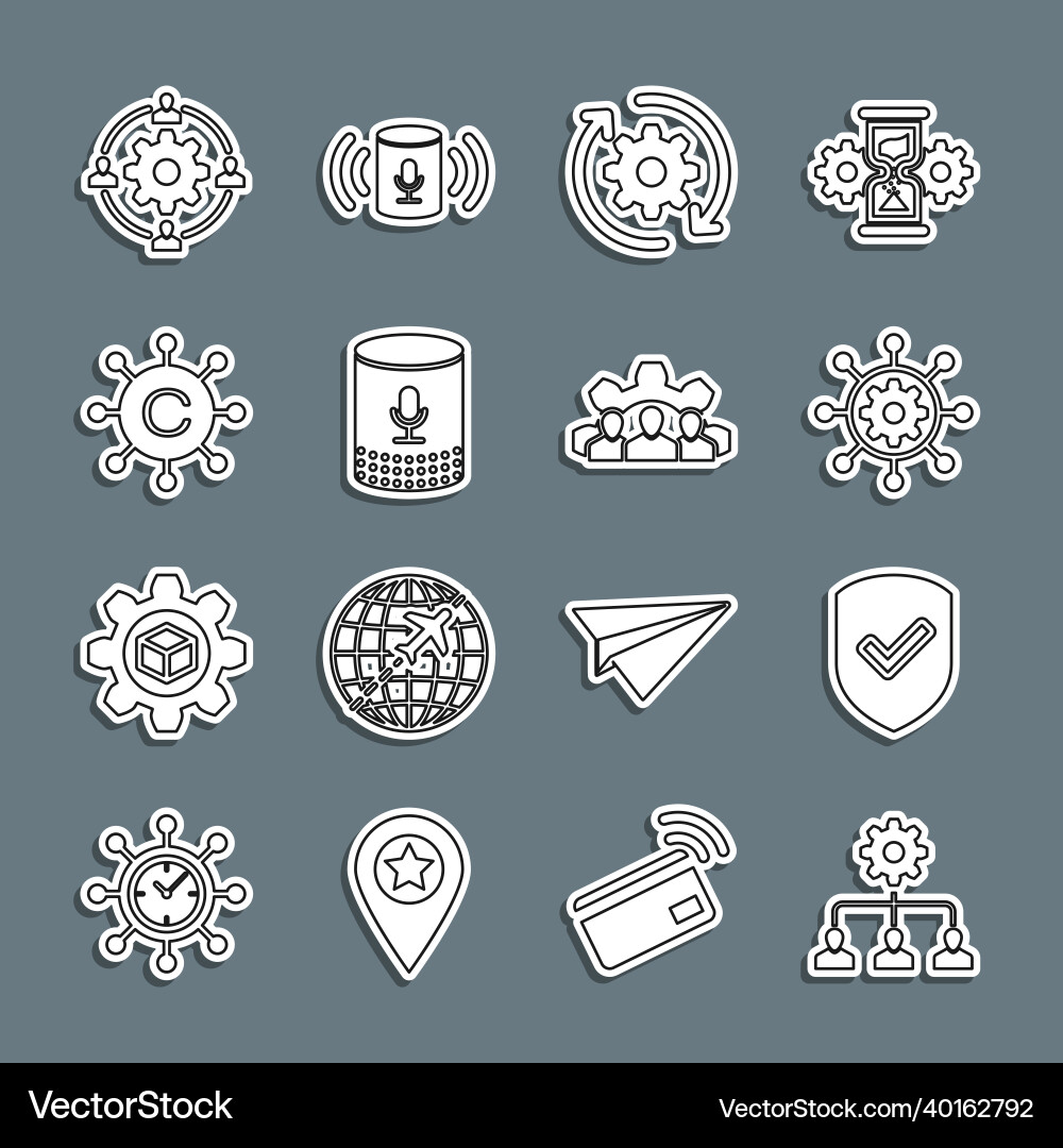 Set line lead management shield with check mark Set line lead management shield with check mark vector image