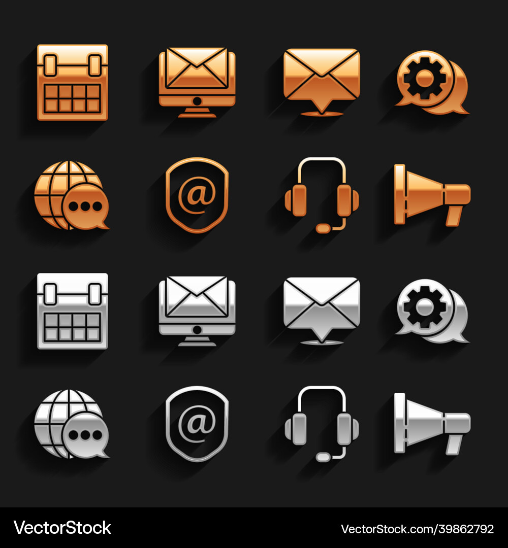 Set shield with mail and e-mail speech bubble Set shield with mail and e-mail speech bubble vector image