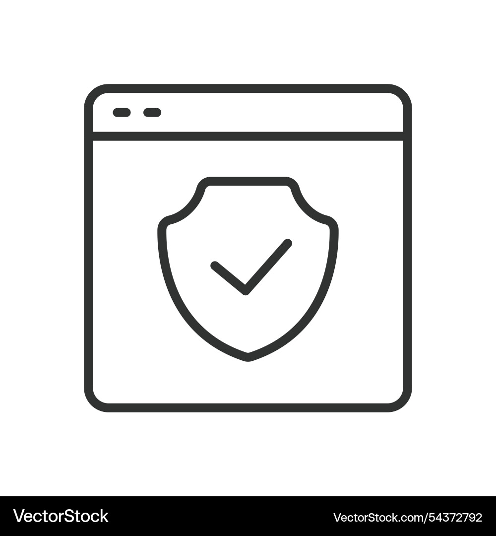 Shield on a web page icon in line design Shield on a web page icon in line design Vector Image