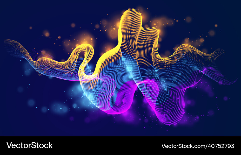 3d particles mesh array sound wave flowing over 3d particles mesh array sound wave flowing over vector image