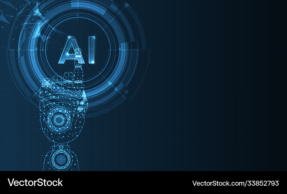 Artificial intelligence and robot hand Artificial intelligence and robot hand vector image