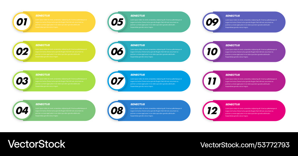 Bullet points numbers from 1 to 12 list markers Bullet points numbers from 1 to 12 list markers vector image