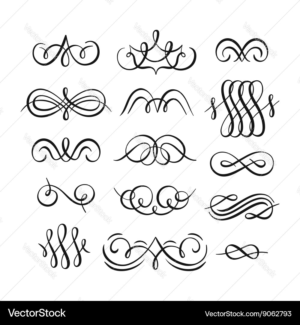 Calligraphic Scroll Elements Vector Image