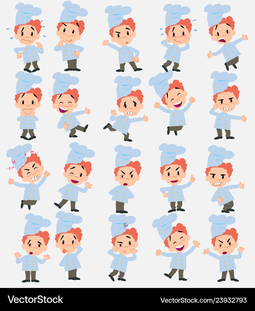 Cartoon character chef set with different vector image