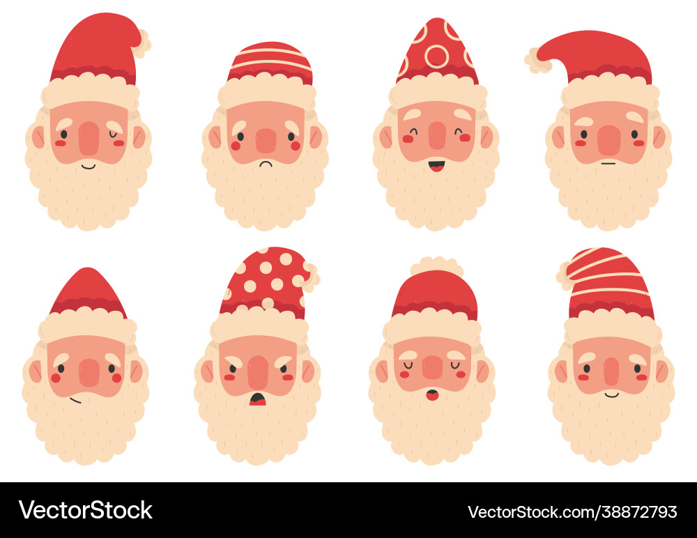 Christmas santa claus cute mascots facial Christmas santa claus cute mascots facial vector image