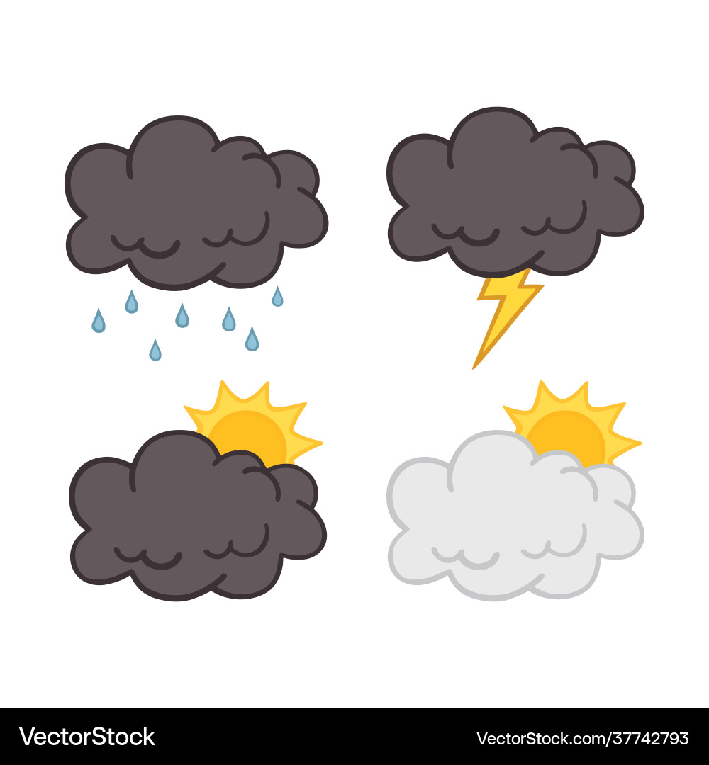 Cloud set weather element collection vector image