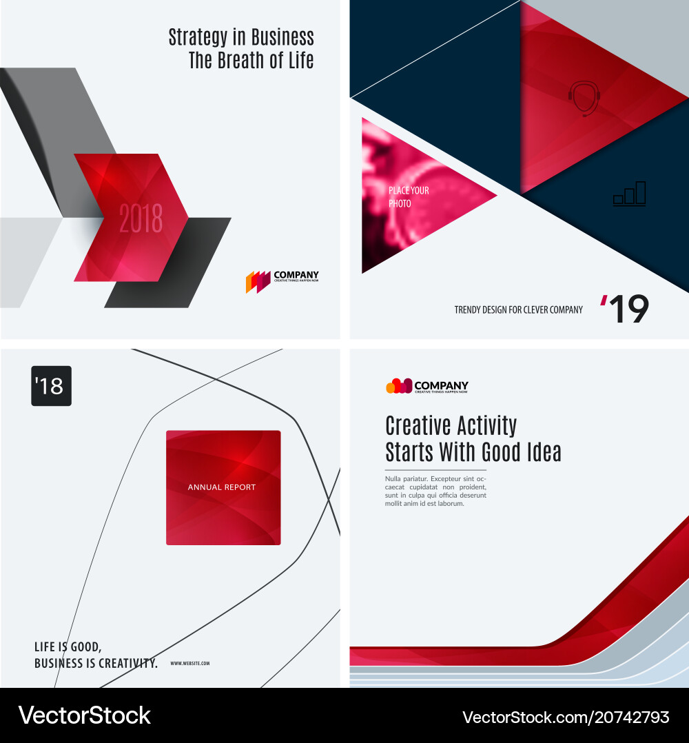 Design set of red colourful abstract Vector Image