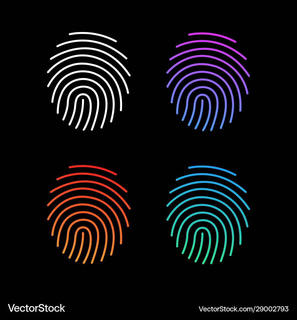 Different modern gradient fingerprint icons set Vector Image