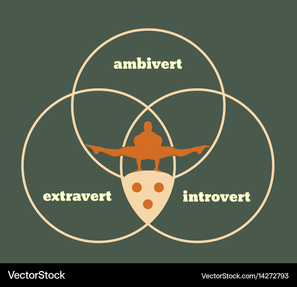 Extrovert introvert and ambivert metaphor Vector Image
