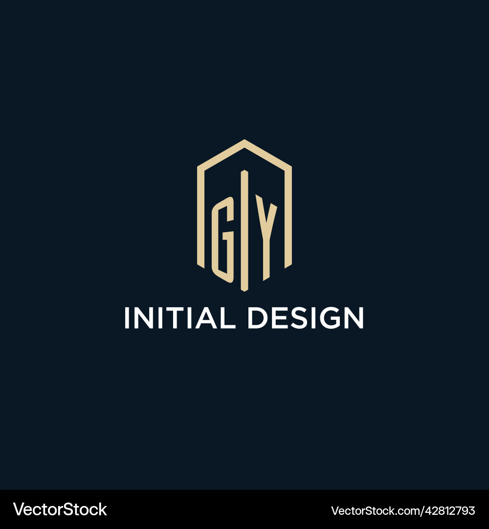 Gy initial monogram logo with hexagonal shape Gy initial monogram logo with hexagonal shape Vector Image