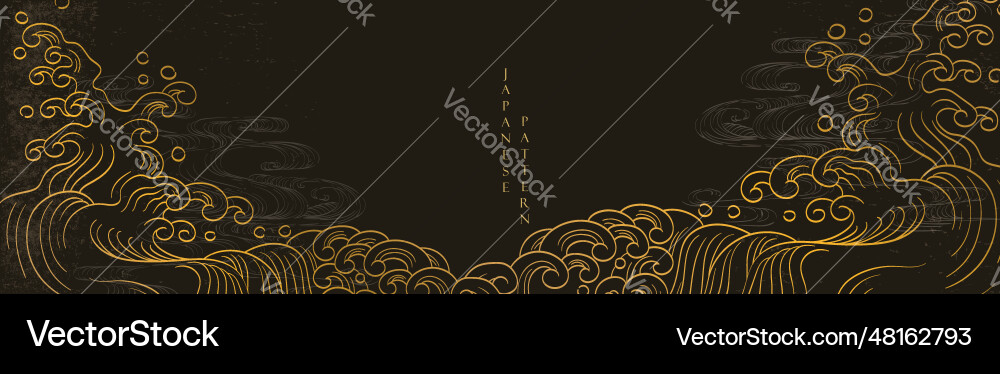 Hand drawn wave element with japanese pattern Hand drawn wave element with japanese pattern Vector Image