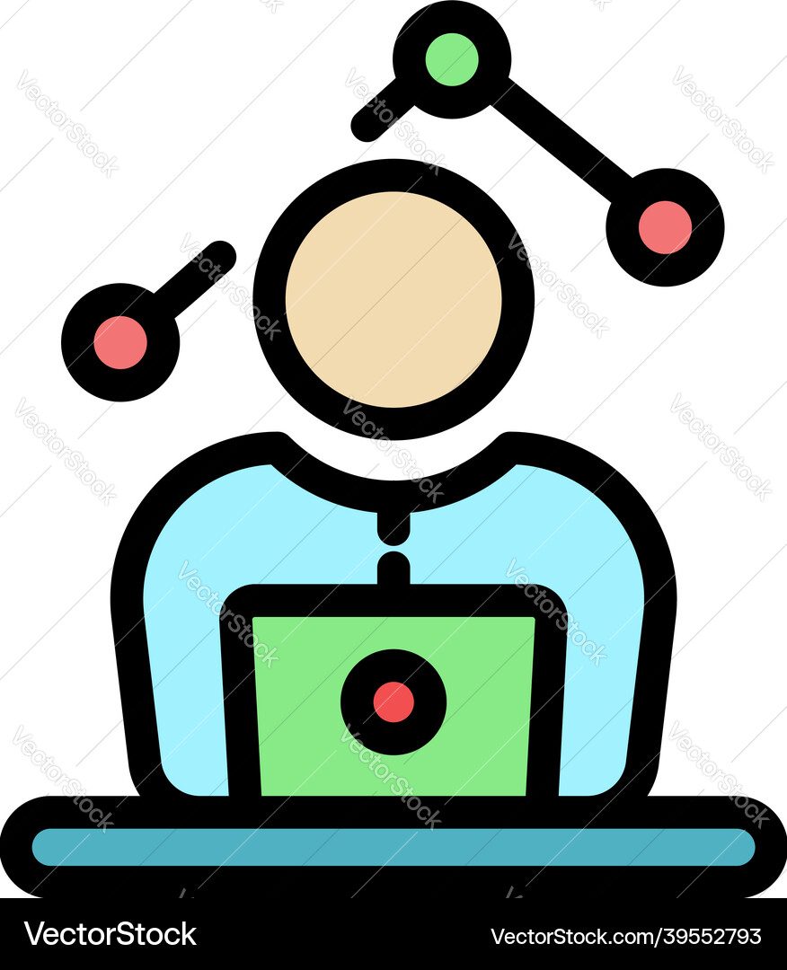 Laptop modern trader icon color outline Laptop modern trader icon color outline vector image