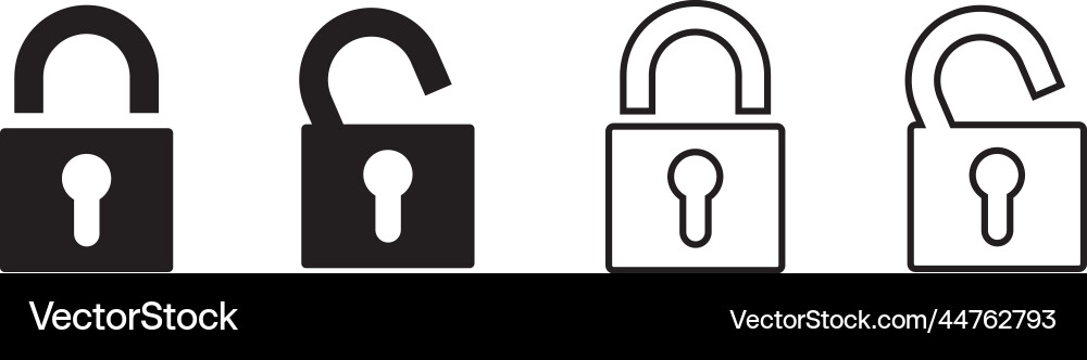 Lock Icon Set - Secure & Unlock vector image