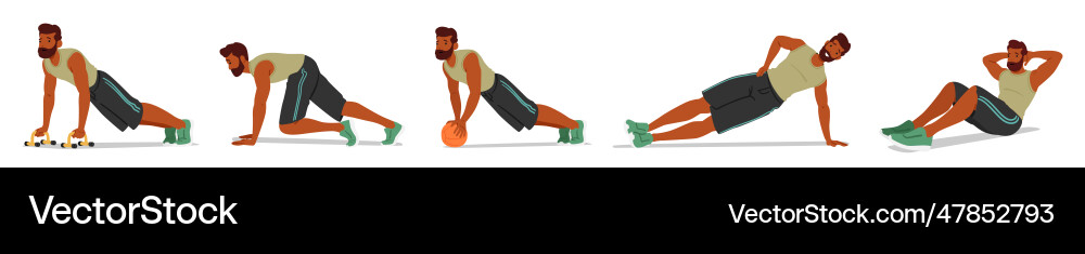 Man performs floor exercises to improve fitness Vector Image