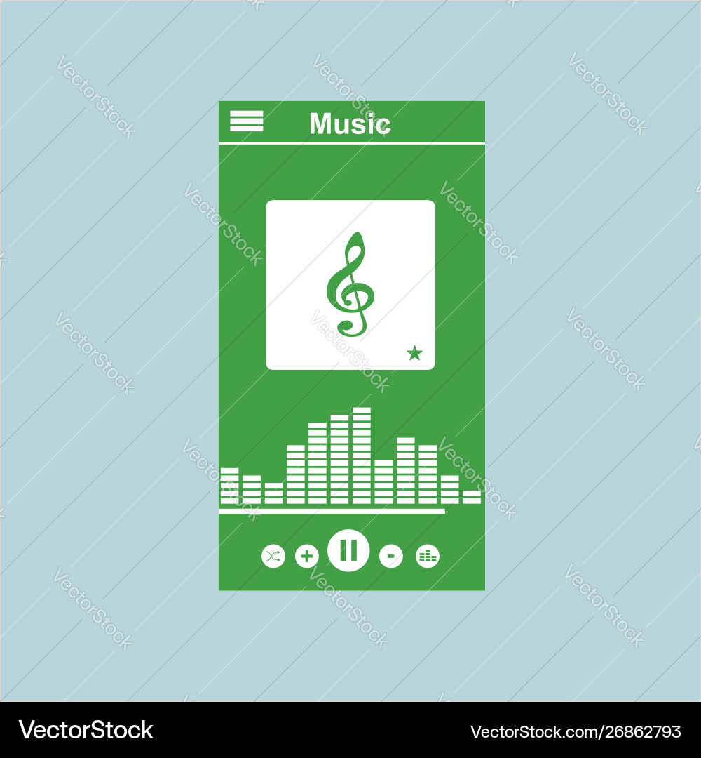 Media player application app template with flat Media player application app template with flat vector image