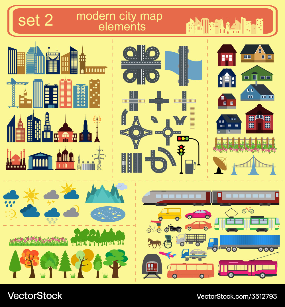 Modern city map elements for generating your own vector image