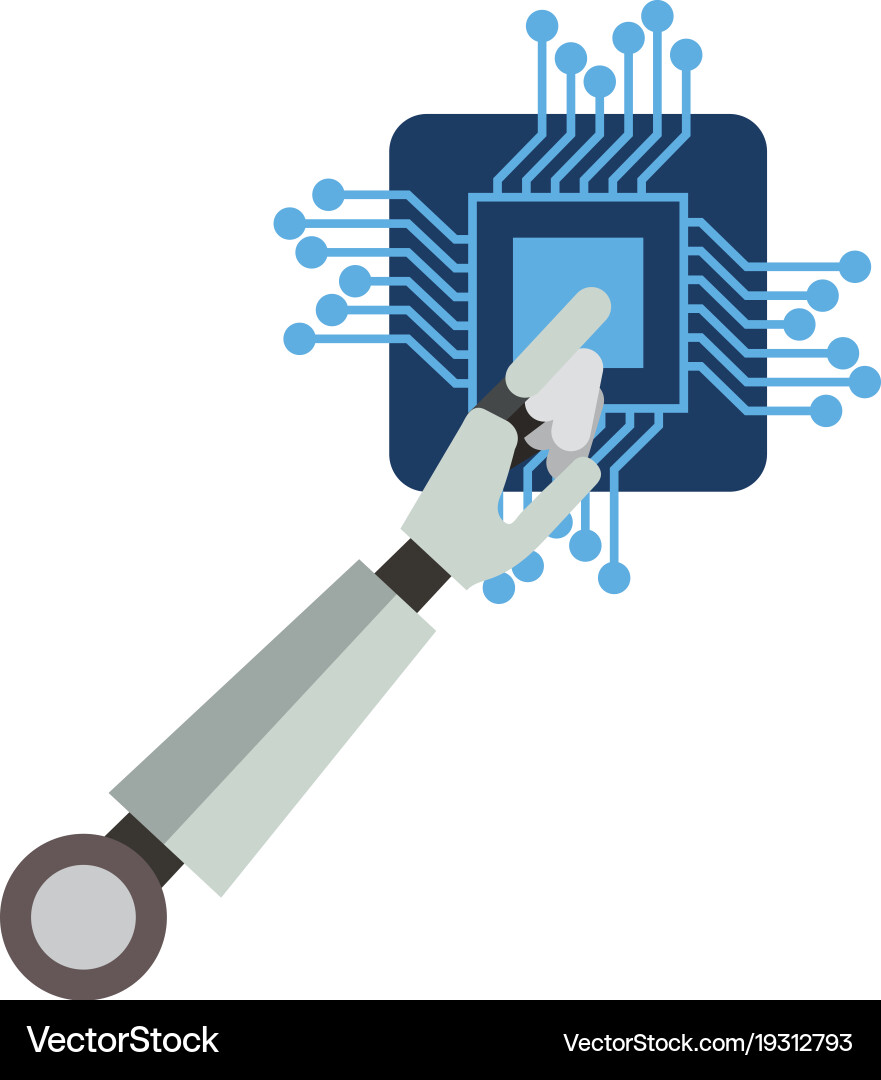 Processor circuit with robot hand Vector Image
