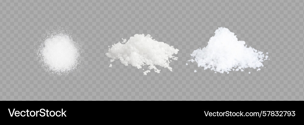 Salt realistic set isolated icons of heaps Vector Image