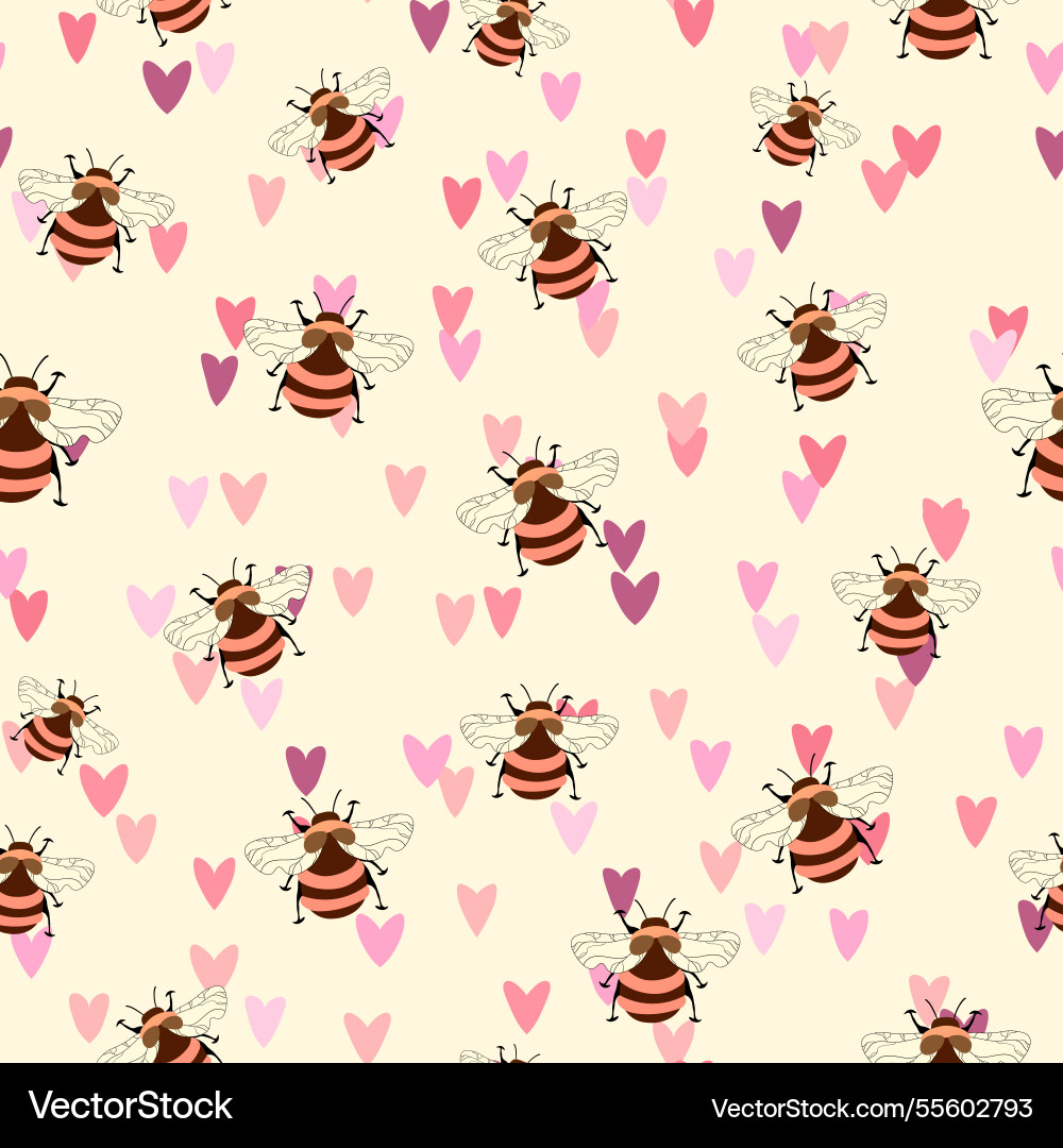 Seamless pattern with bees on color background Seamless pattern with bees on color background vector image
