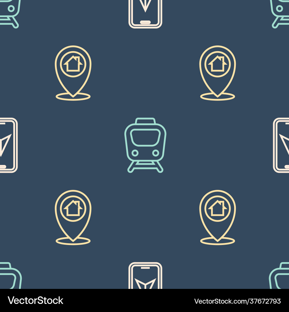 Set line city map navigation location with house Set line city map navigation location with house vector image