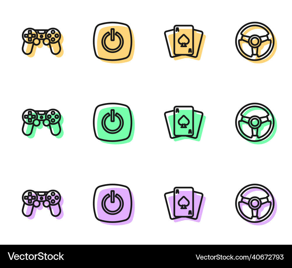 Set line playing cards game controller Vector Image