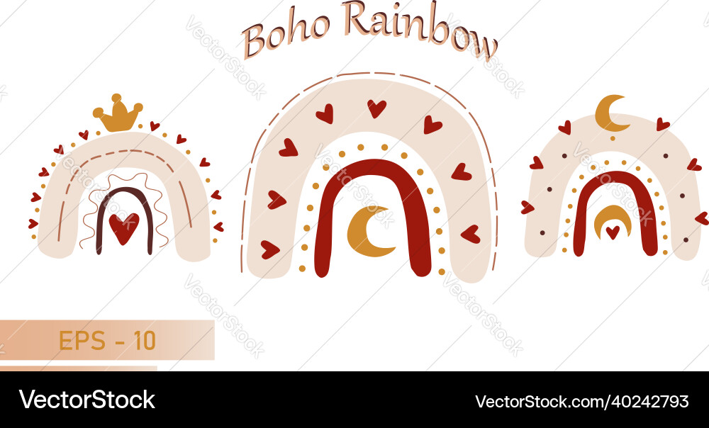 Set of scandinavian boho rainbow in simple colors Set of scandinavian boho rainbow in simple colors vector image